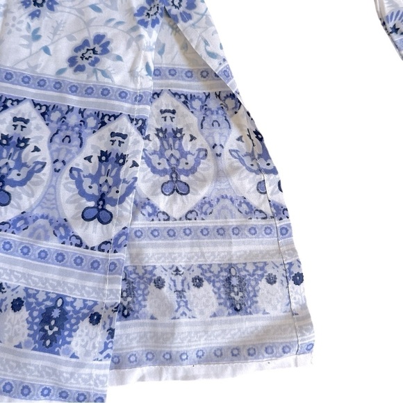 Devi Blue White Floral Print Rayon Tunic Dress Size L Boho Resort Beach NWT - Picture 6 of 9